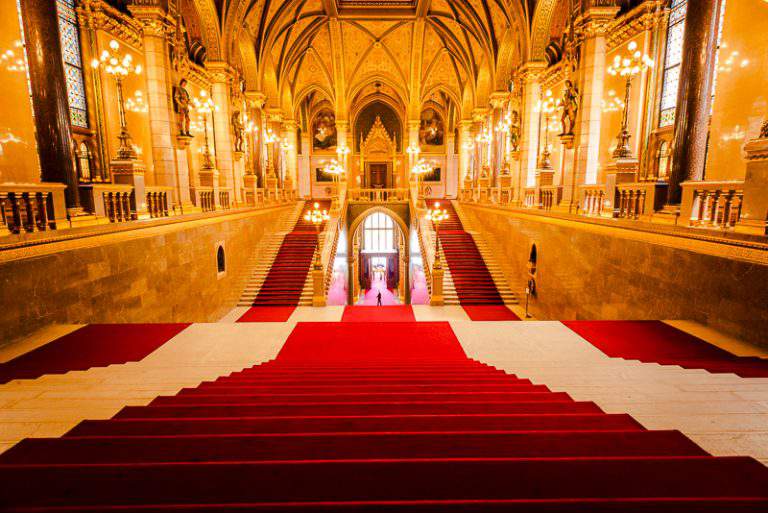 parliament, staircase, gold, hungary