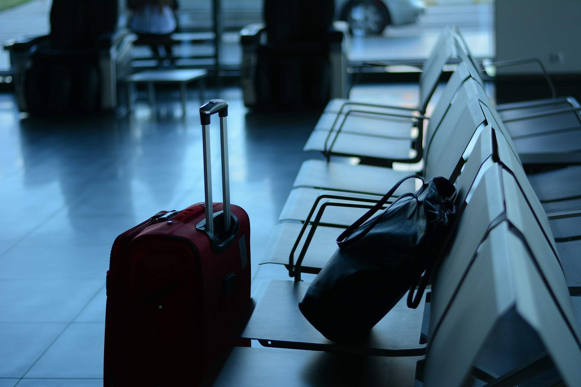 aeropuerto, dejando, emigración, equipaje