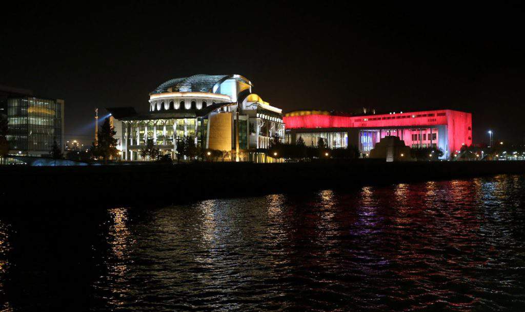 MÜPA, भवन, रात, बुडापेस्ट