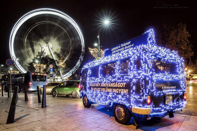 bus, christmas, led