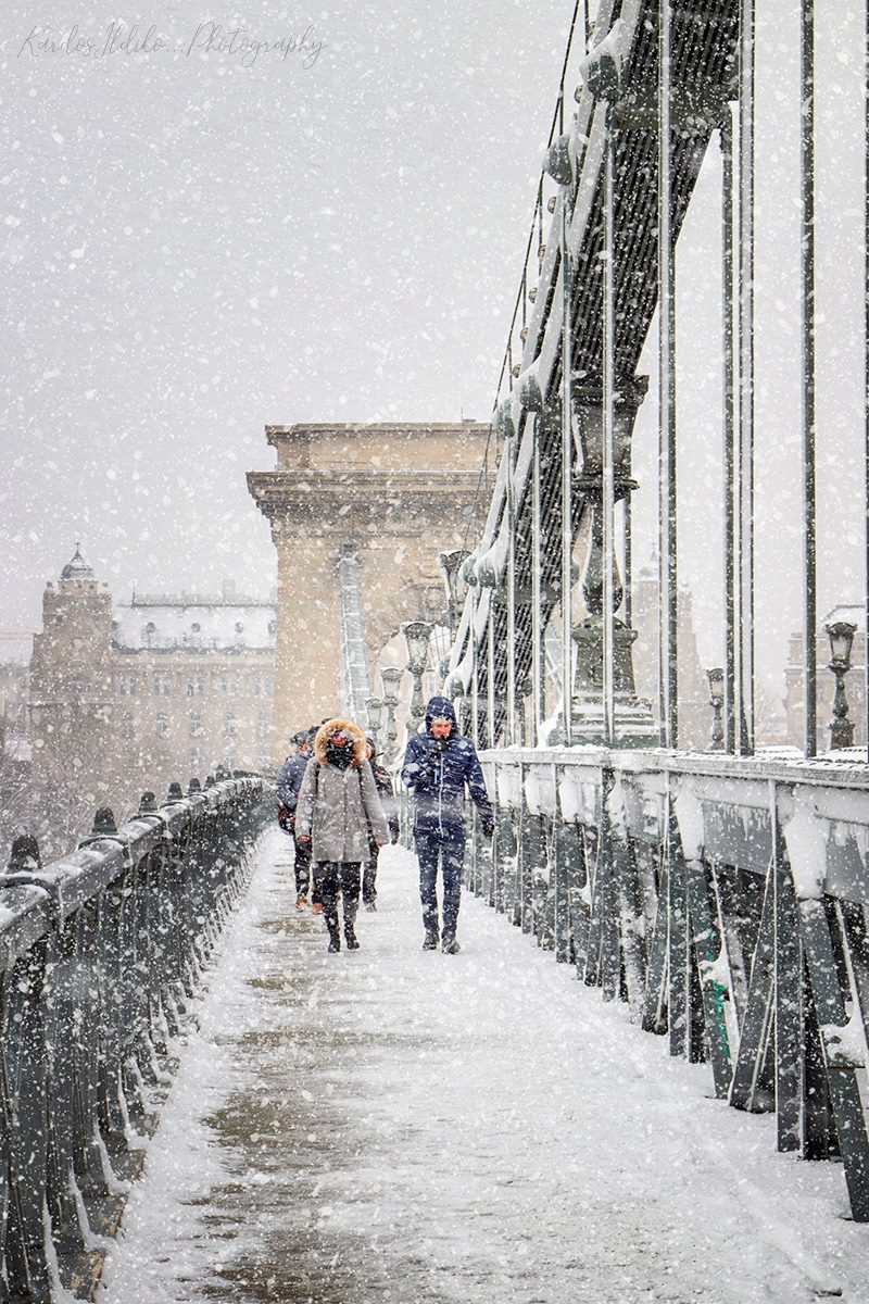 Winter Snow Lánchíd Budapest