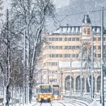 Invierno Nieve Tranvía Budapest