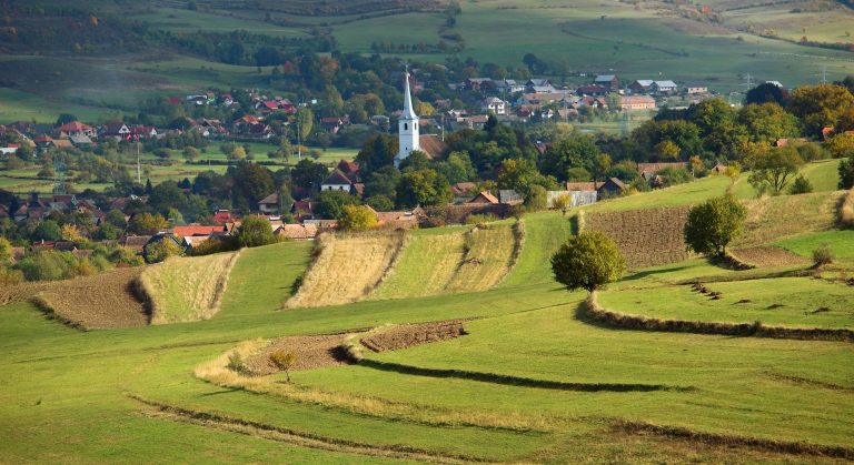 Transylvania, Romania, landscape, church, countryside