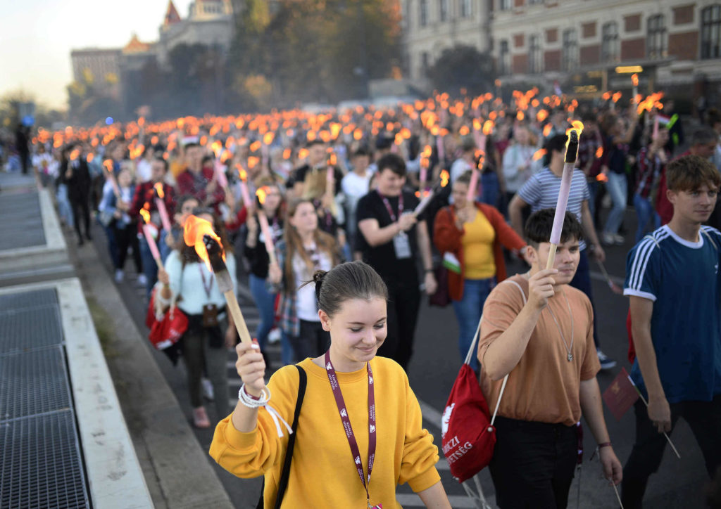 2019 October 22 Traditional torch-lit march in Budapest 1956
