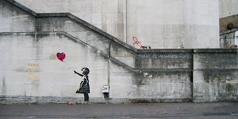 banksy girl and heart balloon there is always hope