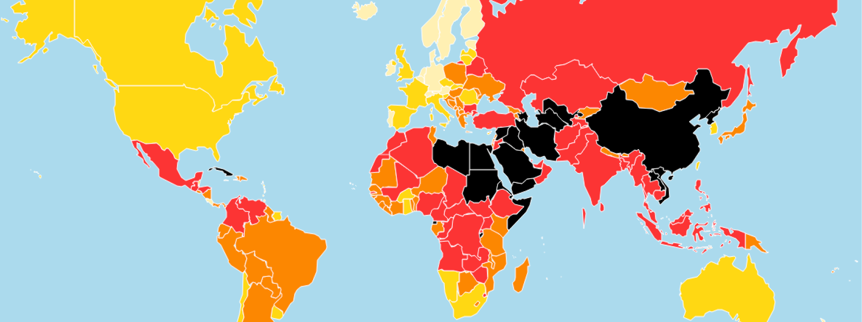 2020 年世界新聞自由指數地圖