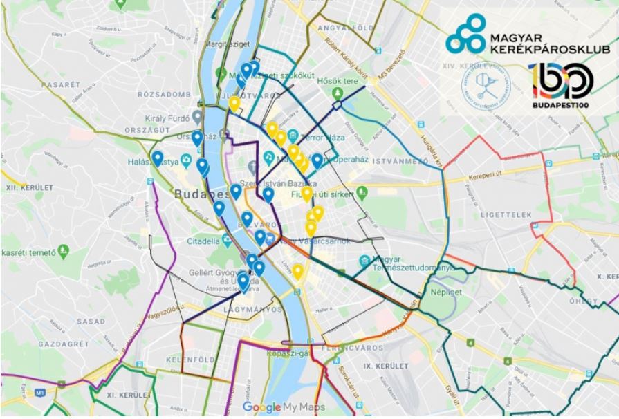 Mapa de rutas en bicicleta Budapest