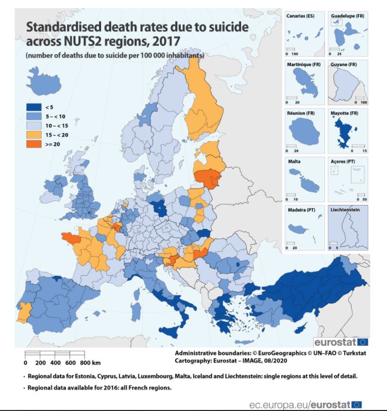 Estadísticas de suicidio de Eurostat