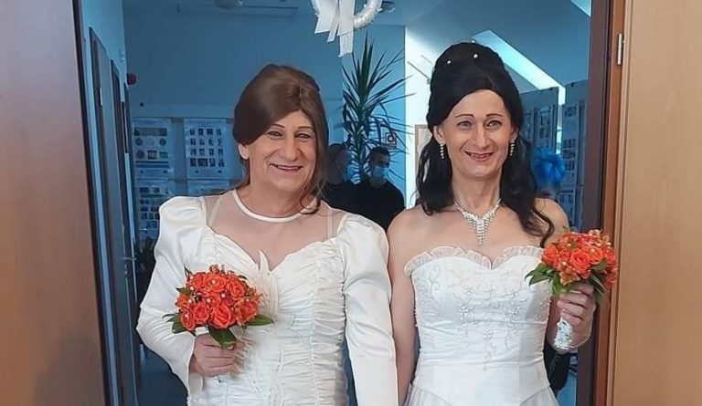 Transgender couple wedding