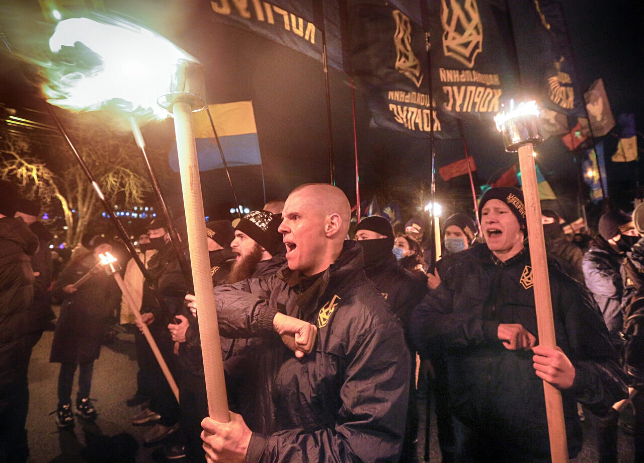 Pochodňový průvod ukrajinských nacionalistů
