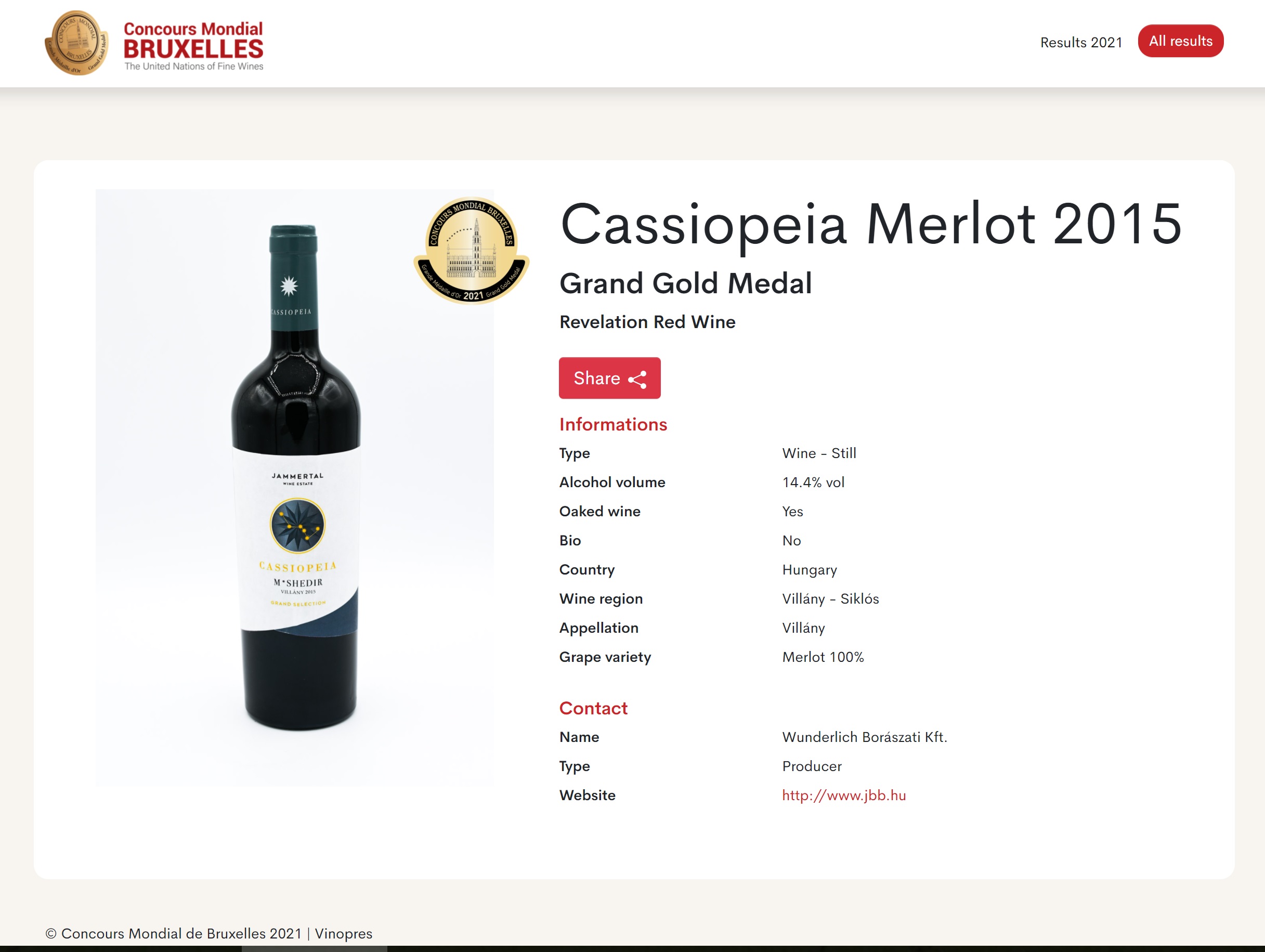 jammertal Cassiopeia Merlot 2015