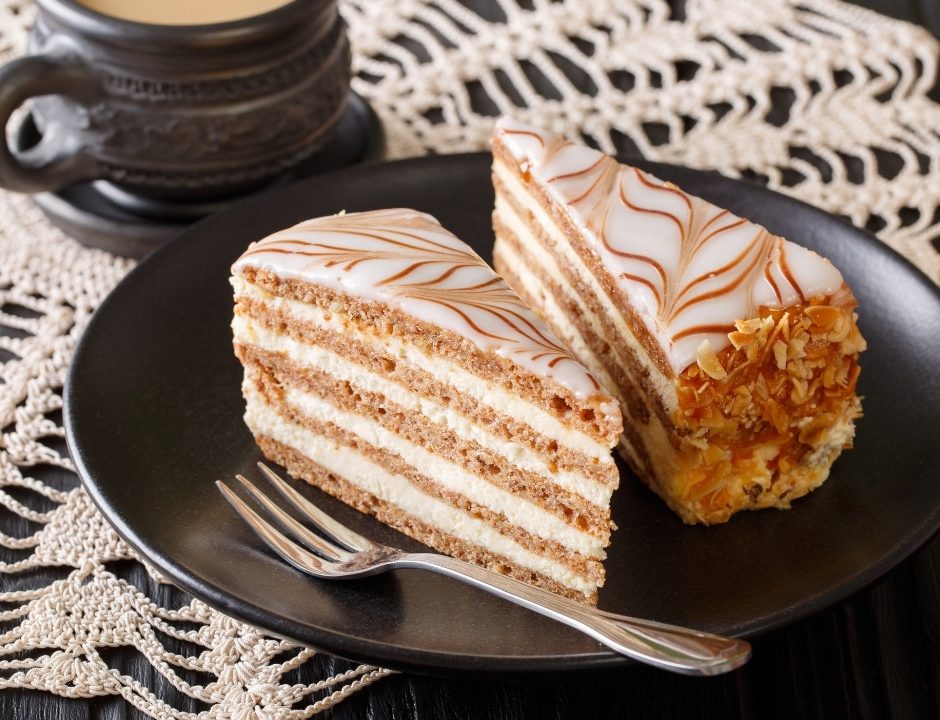 Hungarian dishes Eszterhazy cake