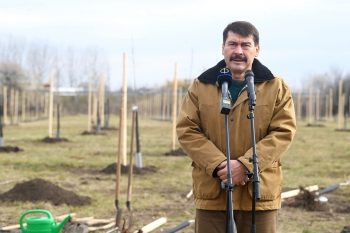 Il presidente ungherese János Áder pianta alberi