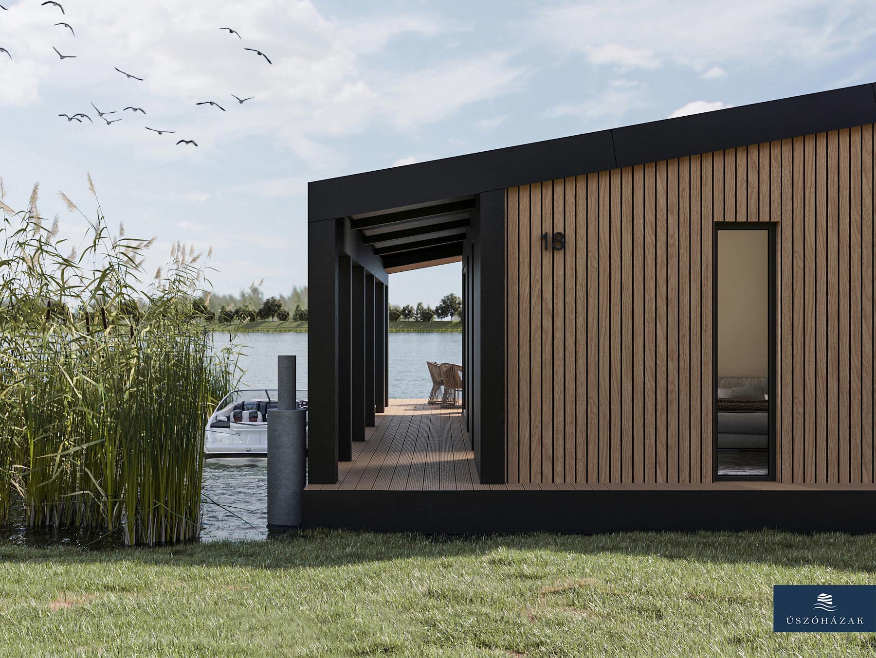 Unique floating village built at Lake Tisza