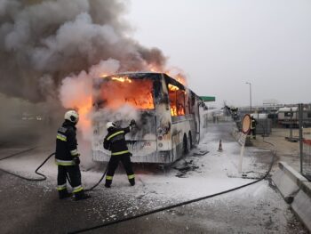 bus hungary burned out