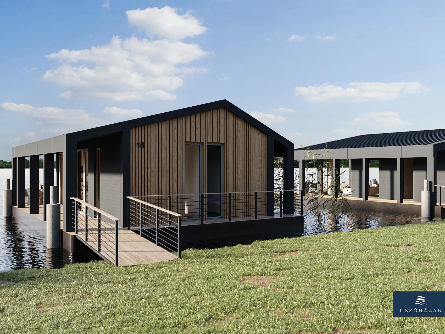 Unique floating village built at Lake Tisza