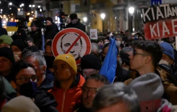 Protestul de la Budapesta împotriva invaziei Rusiei