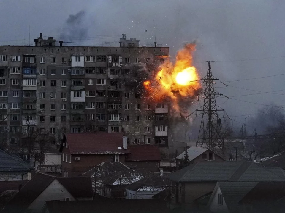 Russian Ammunition Hits Apartment Block in Mariupol Resized