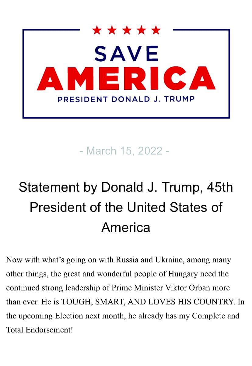 Trump letter Viktor Orbán elections