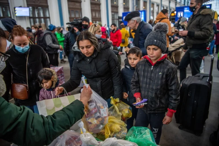 Ukrainian Refugees at Nyugati Railway Station in Budapest