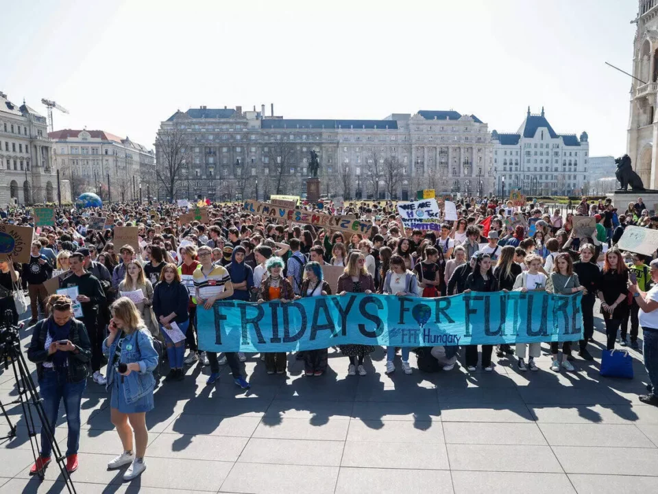 气候变化抗议在布达佩斯