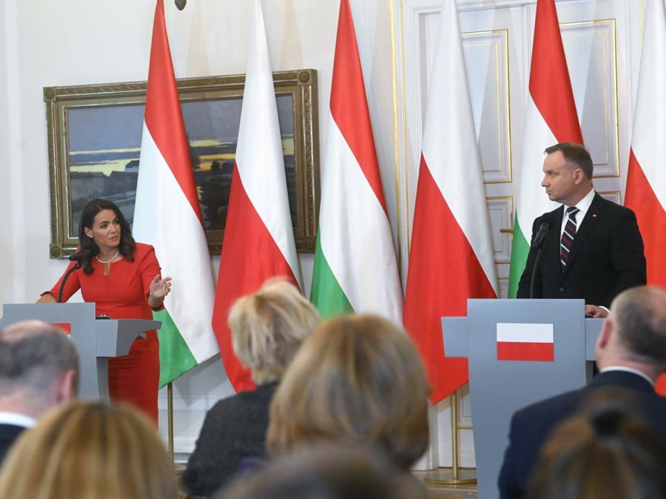 Hungarian preisdent Novák in Warsaw Poland