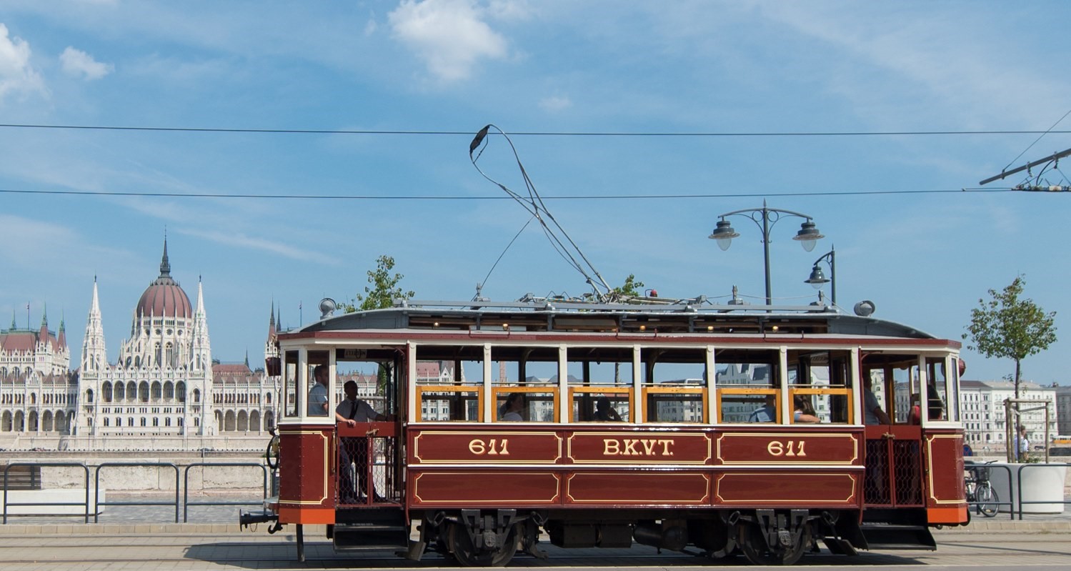 Old wooden tram in Budapest