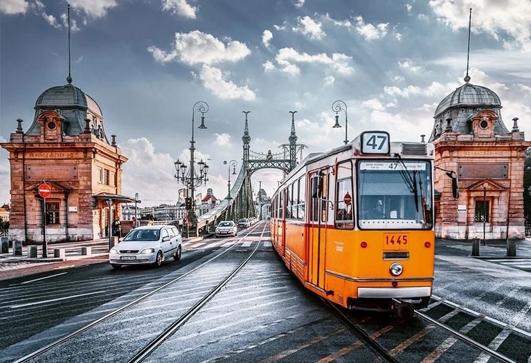 Tram Budapest bridge public transport air conditioning budapest transport