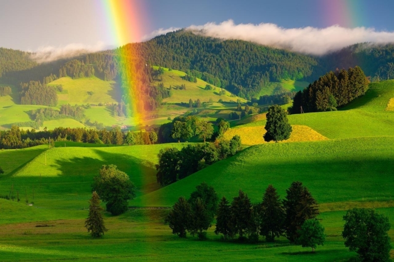 rainbow over hills