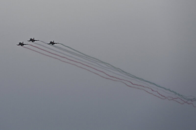 Fireworks air show Budapest national day