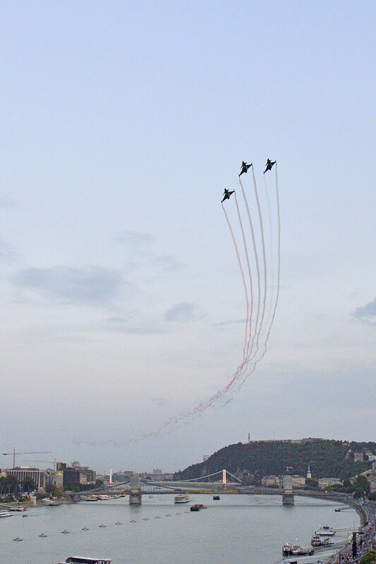 Fireworks air show Budapest national day