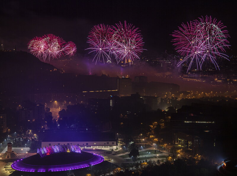 Fireworks air show Budapest national day