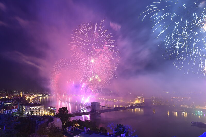 Fireworks air show Budapest national day