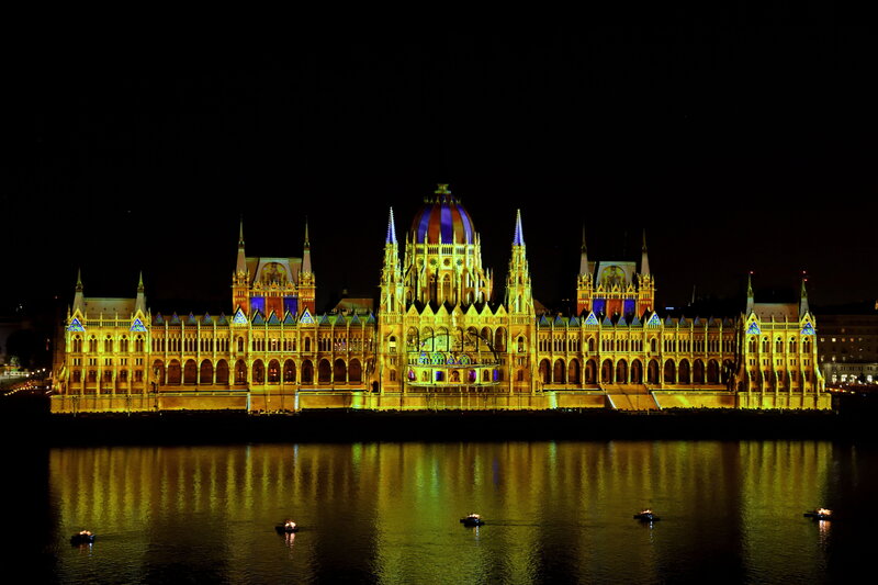 Fireworks air show Budapest national day