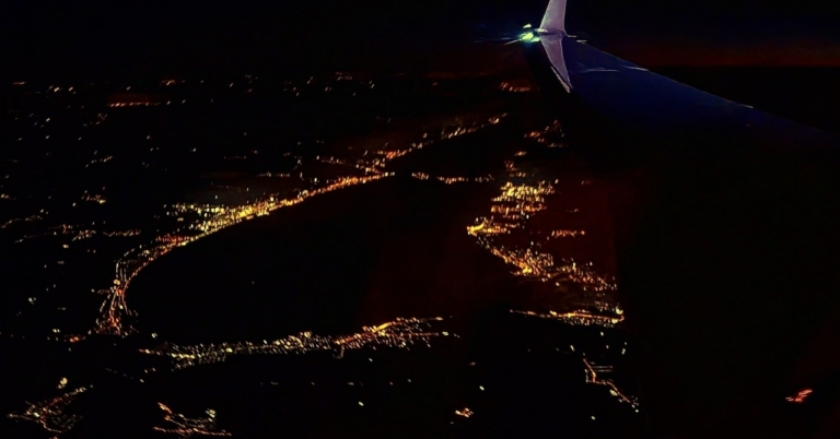 lake balaton from above at night