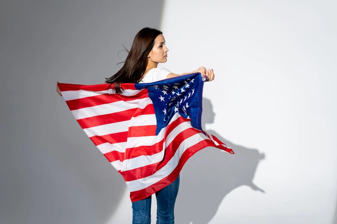 American flag woman