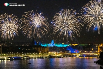 花火、ブダペスト、ハンガリー、お祝い