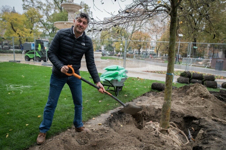 Planting trees Budapest downtown