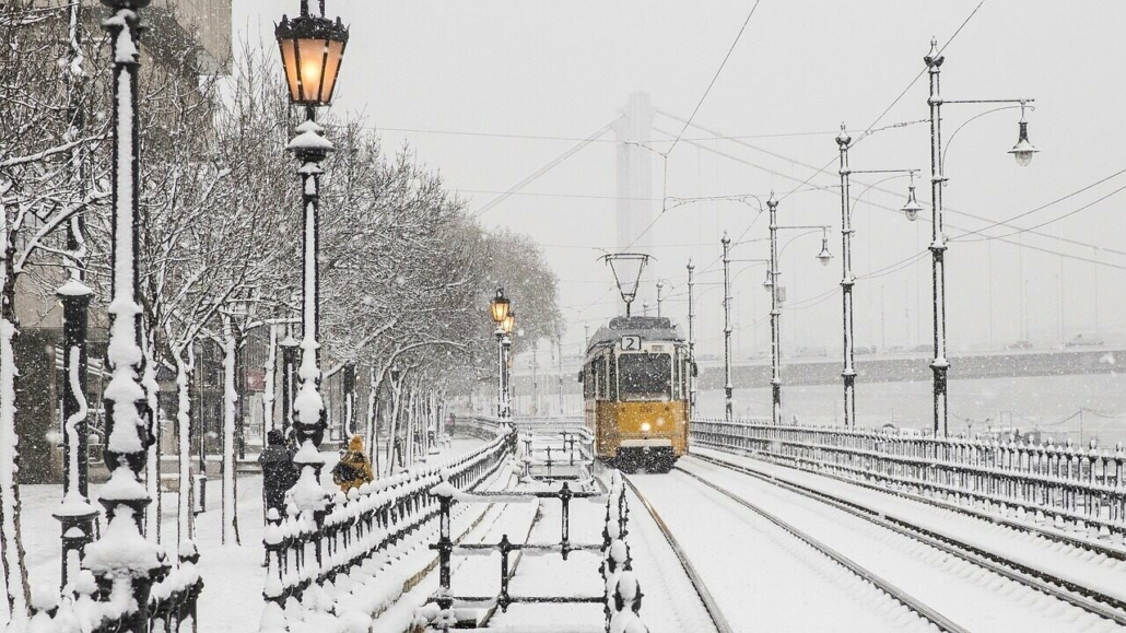 budapešťská tramvaj 2 zima