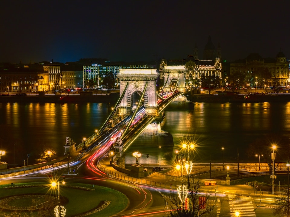 布达佩斯夜链桥buda