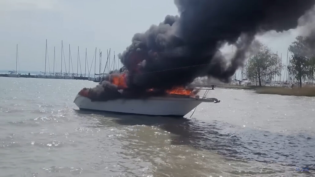 balaton boat on fire