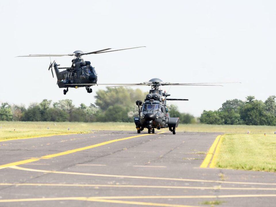 First two Airbus H225M helicopters have arrived for the Hungarian. Defence Forces.