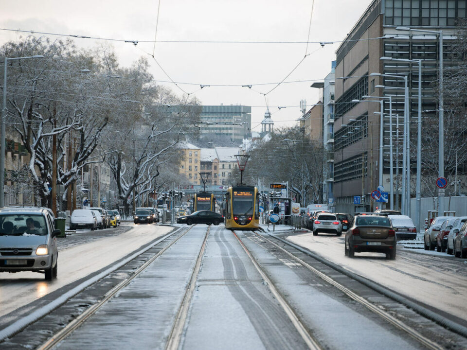 снегопад в Будапеште