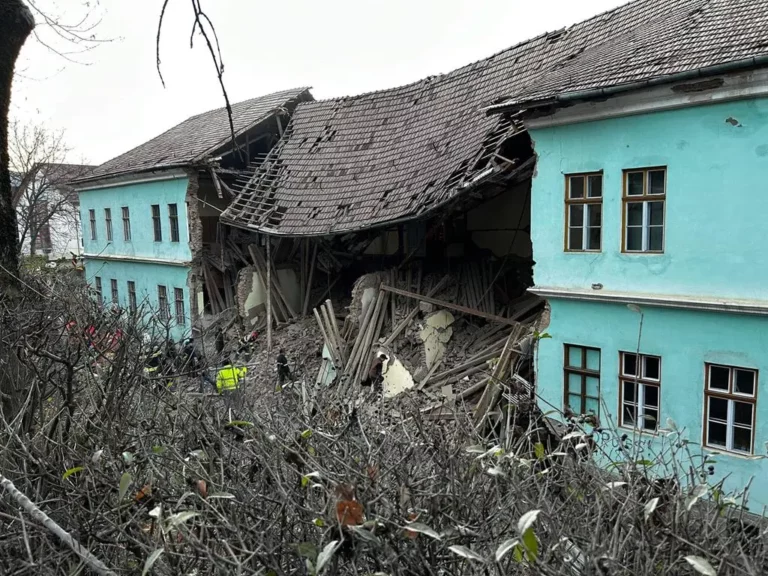 Dormitory wall collapsed