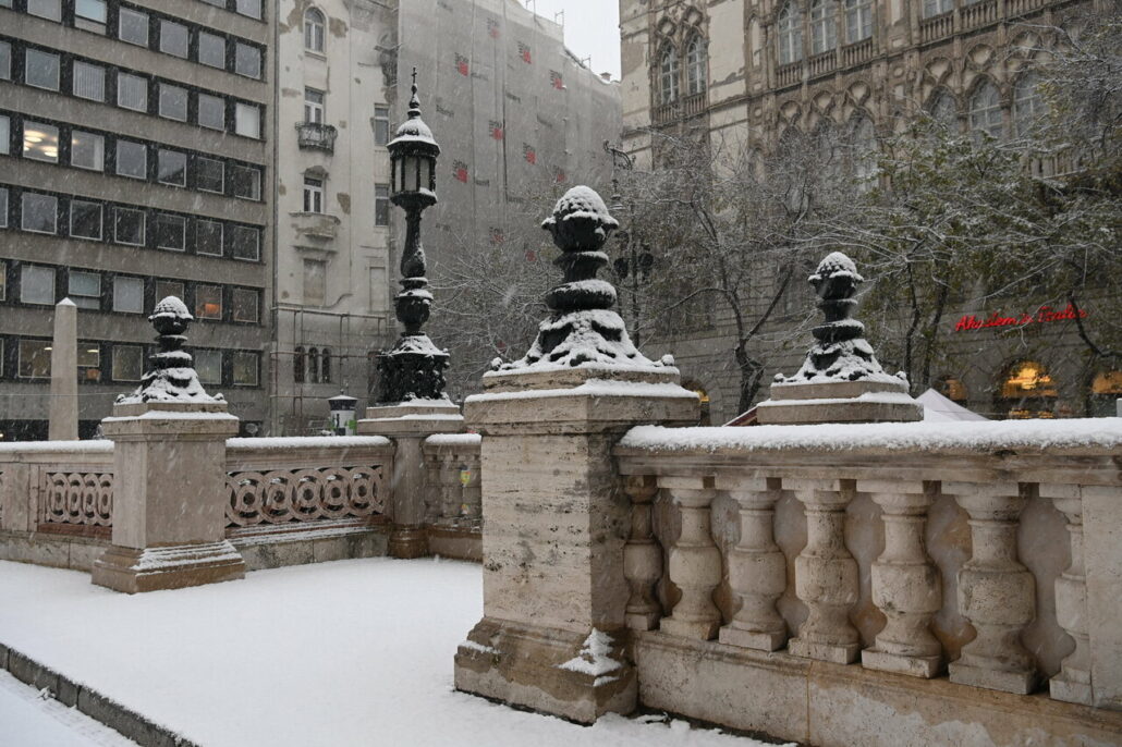 Schneefall in Budapest