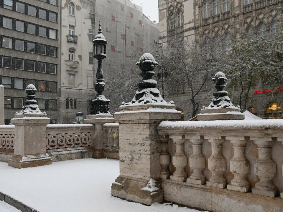 Schneefall in Budapest