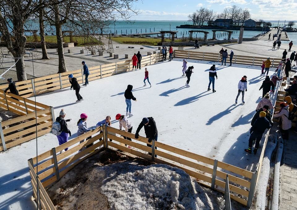 Ice rink in Balatonfüred in January