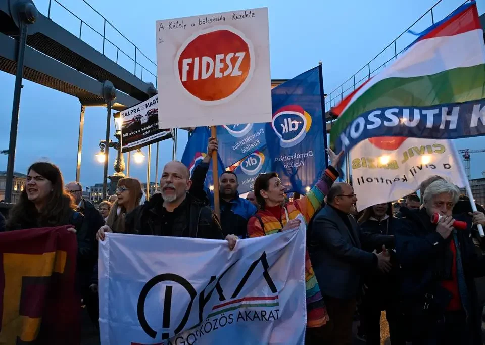 مظاهرة حاشدة في بودابست