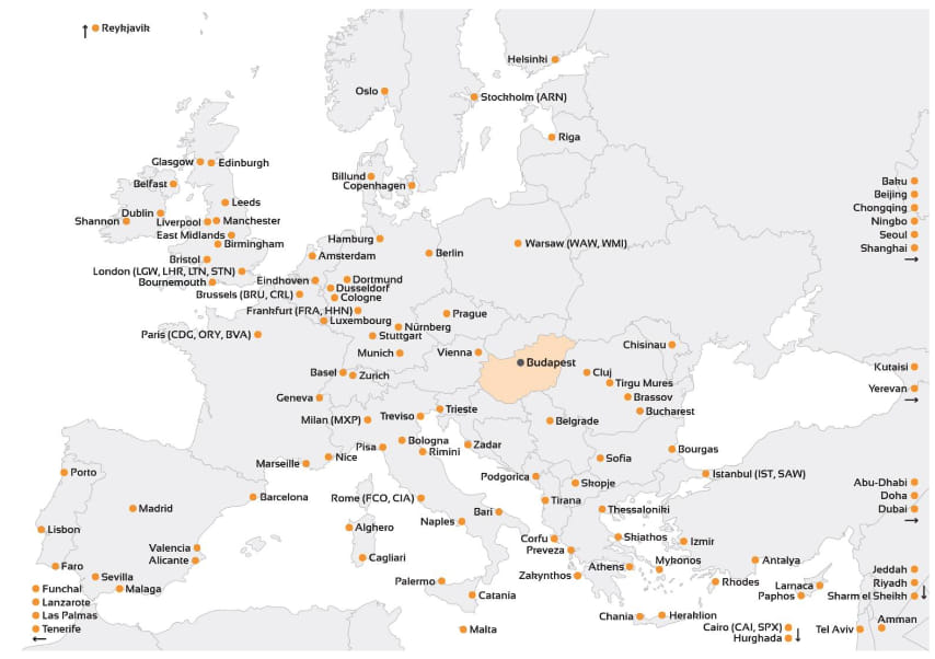 Budapest Airport summer schedule destinations