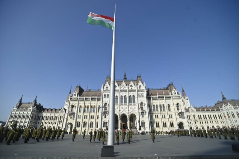 Hungarian national flag raised marking 15 March celebrations 1